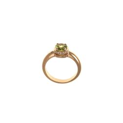 Anello Solitario tondo con Peridoto e 18 Diamanti Oro Rosa