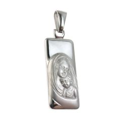 Ciondolo Madonnina e Gesù bambino oro bianco
