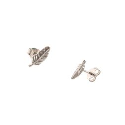 White Gold Feather Earrings