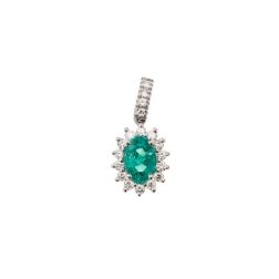 Ciondolo Kate Smeraldo 6x4mm e 14 Diamanti