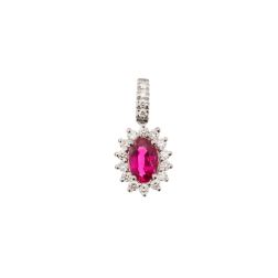 Pendant Kate Ruby 6x4mm and 14 Diamonds