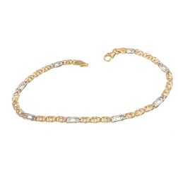 Bracciale maglia 3+1 tigre e pernice Sfaccettate oro Giallo e Bianco x 3.50mm
