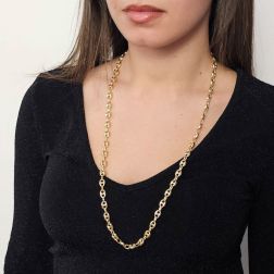 Photo of worn Navy chain necklace 70cm x 7.60mm