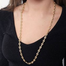 Photo of worn Navy chain necklace 70cm x 7.60mm