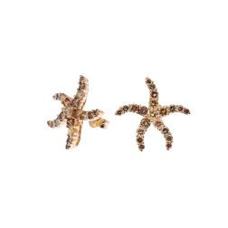 Starfish Earrings with Yellow and Brown Diamonds in Rose Gold