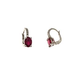 Orecchini monachella Rubini 7mm x 5mm e Barretta Diamanti