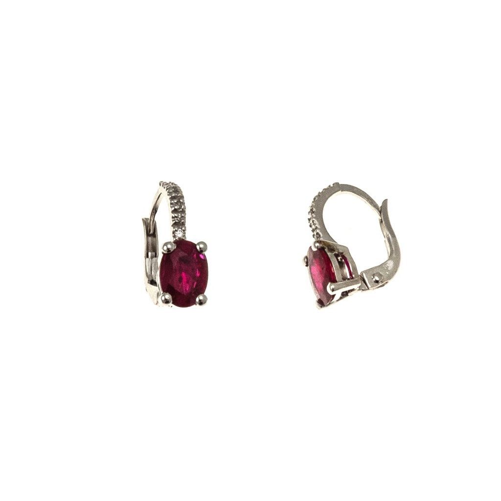 Orecchini monachella Rubini 7mm x 5mm e Barretta Diamanti