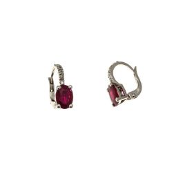 Orecchini monachella Rubini 7mm x 5mm e Barretta Diamanti