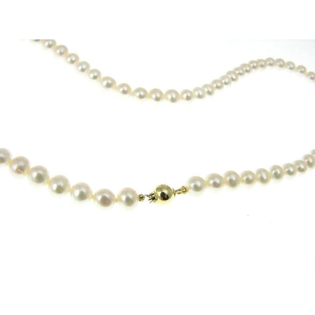 5.5mm Pearl Necklace 6mm Sphere Yellow Gold - 45cm