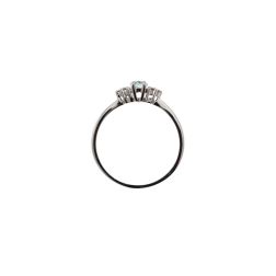 Anello Solitario Acquamarina Ovale 6x4mm e 6 Diamanti in Oro Bianco