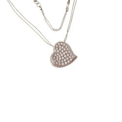 Collana Doppia Forzatina con Pavè Cuore Diamanti