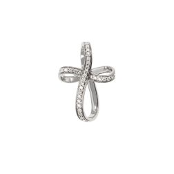 Ciondolo Croce Infinity Oro Bianco con Diamanti