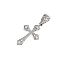 Gothic Cross Pendant in White Gold with Diamonds