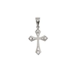 Ciondolo Croce Gotica in Oro Bianco con Diamanti