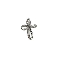 Ciondolo Croce Infinity in Oro Bianco con Diamanti