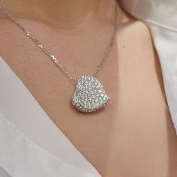 Collana Doppia Forzatina con Pavè Cuore Diamanti foto indossata