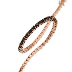 Bracciale Tennis 65 Diamanti Neri 17.50cm x 2.40mm in Oro Rosa