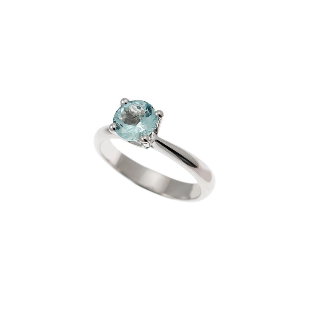 Solitario Suspended Acquamarina 7mm in Oro Bianco 18kt