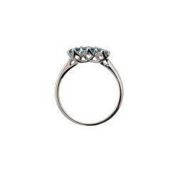 Anello Trilogy Crociera 4mm Acquamarina in Oro Bianco