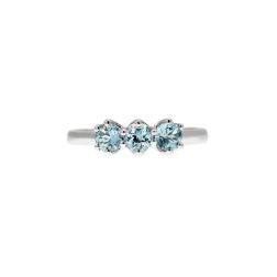 Trilogy Cruise Ring 4mm Aquamarine in White Gold