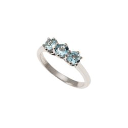 Anello Trilogy Crociera 4mm Acquamarina in Oro Bianco