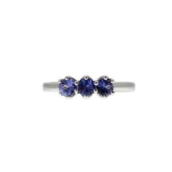 Anello Trilogy Crociera 4mm Tanzanite in Oro Bianco