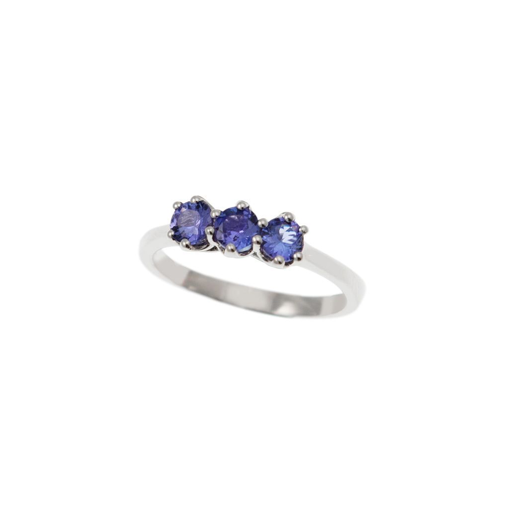 4mm Tanzanite Trilogy Cruise Ring in White Gold