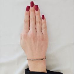 Bracciale Tennis 65 Diamanti Neri 17.50cm x 2.40mm in Oro Rosa foto indossata