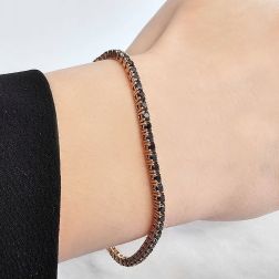 Photo of worn Black Diamond Tennis Bracelet 17.50cm x 2.40mm in Rose Gold