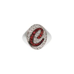 Letter C Chevalier Ring with Mandarin Sapphires and Diamonds