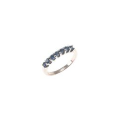 Veretta Ring with 7 Blue Sapphires Suspended in White Gold