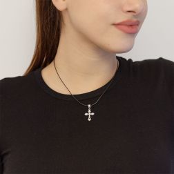 Photo of worn Gothic Cross Pendant in White Gold with Diamonds