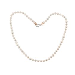 Collana Perle Akoya chiusura a goccia in Oro Bianco e Rosa con Diamanti