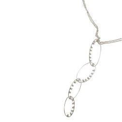 Necklace with 4 Descending Oval Pendants with Diamonds