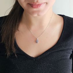 photo of worn Cross with Blue Sapphires - Width 8.3mm