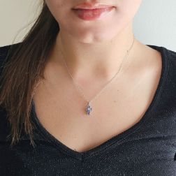 Cross with Blue Sapphires - Width 8.3mm