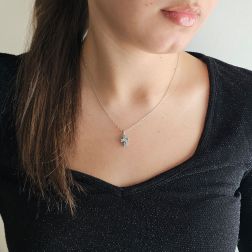 photo of worn Cross with Blue Diamonds - Width 8.3mm