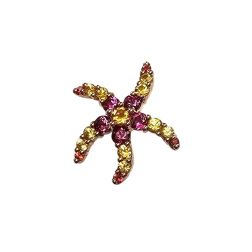 Starfish Pendant with Rhodolites, Yellow Topaz, Mandarin and Yellow Sapphires on Rose Gold