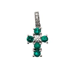 Ciondolo Croce Smeraldi - Larghezza 8.3mm