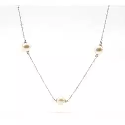 Girocollo rolottina oro bianco e 3 perle Akoya