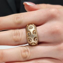 Photo of worn Domed Band Ring with Fancy Brown Diamonds