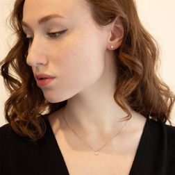 photo of worn Earrings Faceted Circle 0,090ct