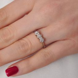 Photo of worn Trilogy Diamonds Flower Ring - Width 4.50mm