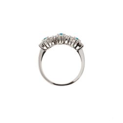 Anello Trilogy Fiore di Diamanti e Diamanti Blu