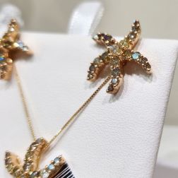 Orecchini Stella Marina con Diamanti Gialli e Brown in Oro Rosa