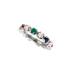 Veretta Pinwheel with Diamonds, Yellow Diamond, Blue Sapphires, Rubies, Emeralds – italian Size 12
