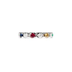 Veretta Girandola con Diamanti, Diamante Giallo, Zaffiri Blu, Rubini, Smeraldi - Misura 12