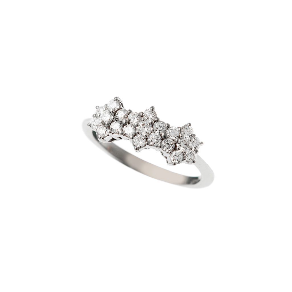 Anello Trilogy Fiore di Diamanti - Larghezza 7mm