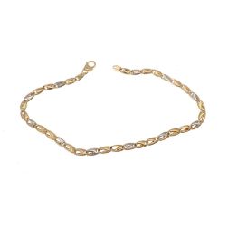 Bracciale a Ovali con Triangoli all'interno in Oro Giallo e Bianco