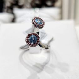 Anello Steli Multicolor Acquamarina e Zaffiri Mandarino